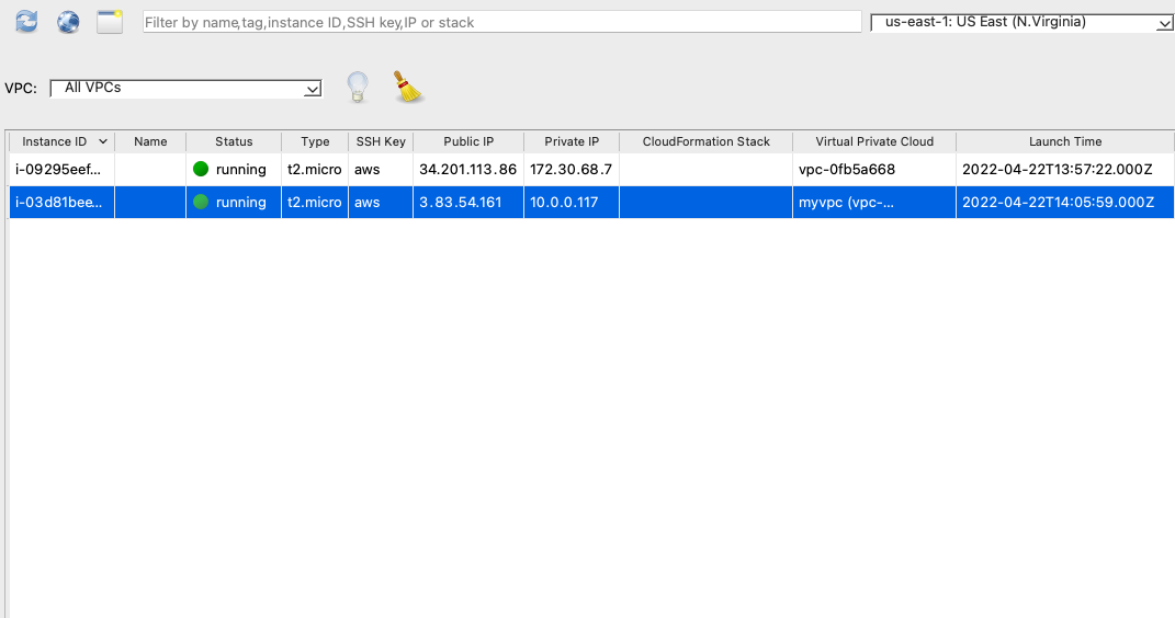 Browsing AWS instances with SSH Commander