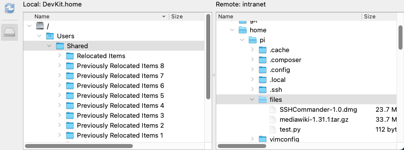 Browsing files on the remote host via SFTP in SSH Commander