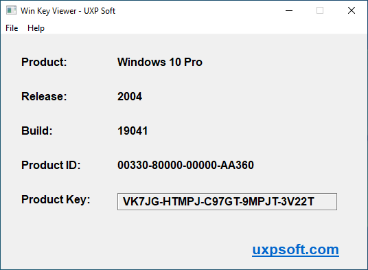 Screenshot of Win Key Viewer